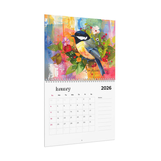 Vibrant Bird Wall Calendar, Colorful Year Planner, Wall Art for Home Decor, Gift for Organizing, Inspirational Calendar