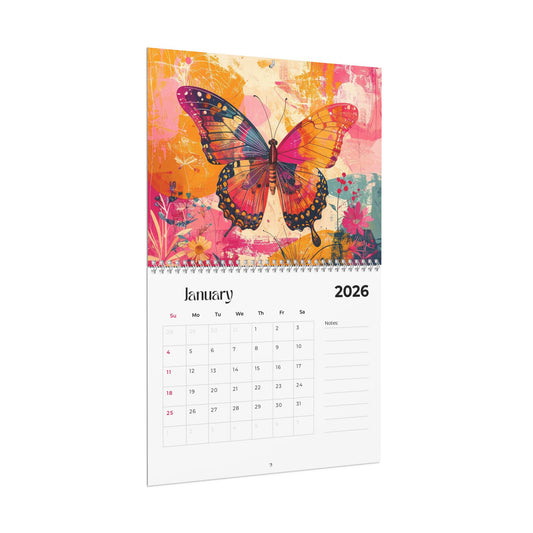 Vibrant Butterfly Wall Calendar, Colorful Year Planner, Wall Art for Home Decor, Gift for Organizing, Inspirational Calendar