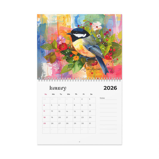 Vibrant Bird Wall Calendar, Colorful Year Planner, Wall Art for Home Decor, Gift for Organizing, Inspirational Calendar
