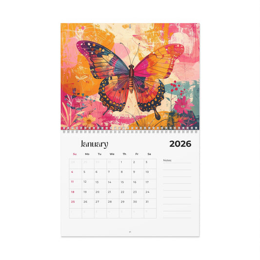 Vibrant Butterfly Wall Calendar, Colorful Year Planner, Wall Art for Home Decor, Gift for Organizing, Inspirational Calendar
